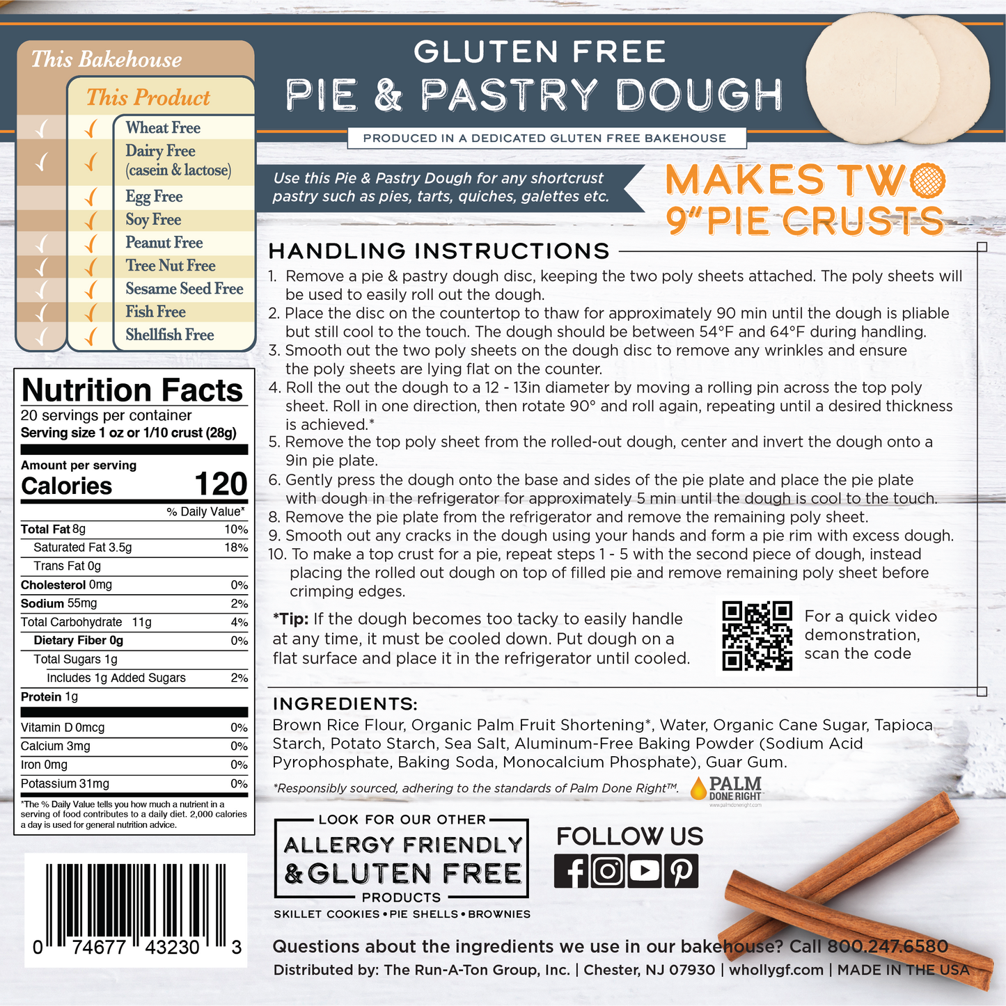 Gluten Free Pie and Pastry Dough (Case of Six - 2 Packs)